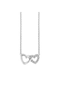 JULIE JULSEN Damen Collierkettchen "925/- Sterling Silber rhodiniert 2 Herzen", 42cm, Silber 925 (Sterlingsilber), L: 42cm, weiß, Silber 925