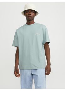 Jack & Jones JACK & JONES Herren Oversize-Shirt "JORSANTORINI BACK TEE SS CREW NECK SN", grau, Basic, Gr. XS, Jersey, Obermaterial: 100% Baumwolle, Shirts