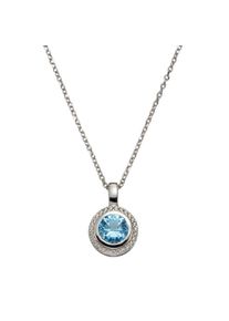 Celesta Damen Kette mit Anhänger "925/- Silber Zirkonia & sy. Blautopas", 43cm, Silber 925 (Sterlingsilber), L: 43cm B: 11.0mm, weiß, Silber 925