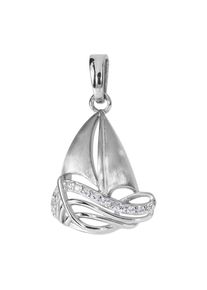 OSTSEE-SCHMUCK Damen Ketten-Anhänger "OSTSEE-SCHMUCK Anhänger Schiff Anhänger Schiff", 21 x 13mm, Silber 925 (Sterlingsilber), 1.5 g, weiß, Silber