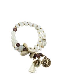 Damen Armband "Bangalore", weiß, Collezione Alessandro, Glas, Armbänder