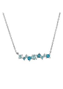 ZEEme Damen Collierkettchen "Silber 925 rhodiniert mit 9x Blautopas (beh.)", 42 + 3cm, Silber 925 (Sterlingsilber), L: 45cm B: 25.0mm, weiß, Silber