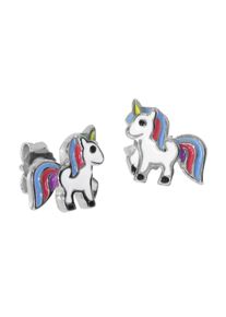 OSTSEE-SCHMUCK Damen Paar Ohrstecker "OSTSEE-SCHMUCK Ohrstecker Einhorn Ohrstecker Einhorn", 7 x 6mm, Silber 925 (Sterlingsilber), weiß, Silber 925