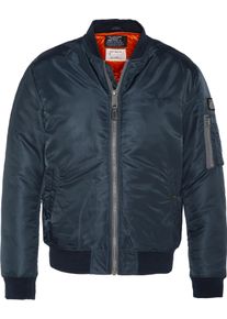 Schott NYC Herren Bomberjacke "AIRFORCERS MA-1", blau, Basic, Gr. S, unifarben mit Farbeinsätzen, Softshell, Obermaterial: 100% Nylon, Jacken,