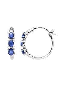 VIRA JEWELS Damen Paar Creolen "Silber 925 rhodiniert mit 6 blauen Saphir-Steinen", ONE-SIZE, 1,2 ct, Silber 925 (Sterlingsilber), weiß, Silber 925