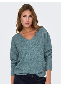 Only Damen V-Ausschnitt-Pullover "ONLRICA LIFE L/S V-NECK PULLO KNT NOOS", grün, modisch, Gr. S, meliert, Strick, Feinstrick, Obermaterial: 93%