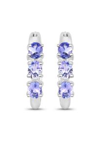 VIRA JEWELS Damen Paar Creolen "Silber 925 rhodiniert mit 6 natürlichen violetten Tansaniten", ONE-SIZE, 1,02 ct, Silber 925 (Sterlingsilber), weiß,