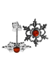 OSTSEE-SCHMUCK Damen Paar Ohrstecker "OSTSEE-SCHMUCK Ohrstecker Schneeflocke Ohrstecker Schneeflocke", 13 x 13mm, Silber 925 (Sterlingsilber), weiß,