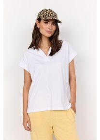 soyaconcept Damen Kurzarmbluse "SC-DERBY 27", weiß, modisch, Gr. XL, unifarben, Web, Obermaterial: 100% Baumwolle, Blusen