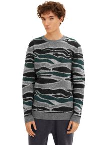 Herren Strickpullover, grün, modisch, Gr. XL, Tom Tailor Denim, gemustert, Strick, Obermaterial: 54% Polyester, 38% Polyacryl, 5% Wolle, 3% Elasthan,