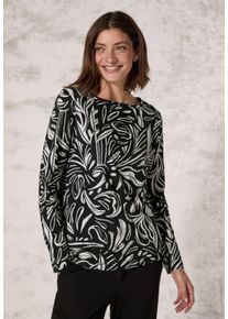 Cecil Damen Langarmshirt, grau, casual, Gr. M, bedruckt, Web, Stoff, 50% Baumwolle, 50% Modal, Shirts, mit Materialmix