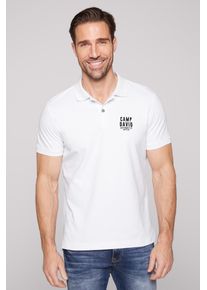 CAMP DAVID Herren Poloshirt, weiß, casual, Gr. XXXL, unifarben, bestickt, Web, Obermaterial: 95% Baumwolle, 5% Elasthan, Shirts, mit kleiner