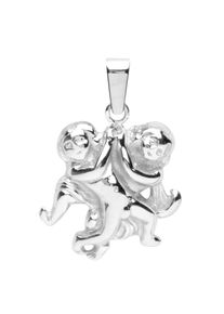 OSTSEE-SCHMUCK Damen Ketten-Anhänger "OSTSEE-SCHMUCK Anhänger Tierkreiszeichen Zwillinge", 25 x 18mm, Silber 925 (Sterlingsilber), 2.1 g, weiß,