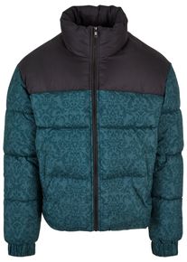Urban Classics Herren Winterjacke "Urban Classics Herren AOP Retro Puffer Jacket", grün, casual, Gr. XL, mehrfarbig, 100% Polyester, Jacken