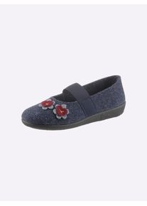 Rohde Damen Hausschuh, Gr. 42, blau, Filz, Schuhe