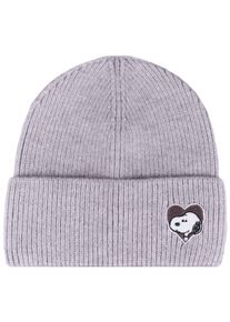 Damen Beanie, silber, modisch, Capelli New York, unifarben, Kunstfaser, Mützen, mit coolem Peanuts-Motiv