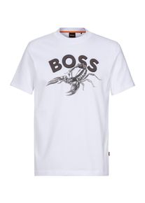 BOSS Orange Herren T-Shirt "Te Bossfish", weiß, casual, Gr. XXXL, unifarben, Single Jersey, Obermaterial: 100% Baumwolle, Shirts, mit Aufdruck