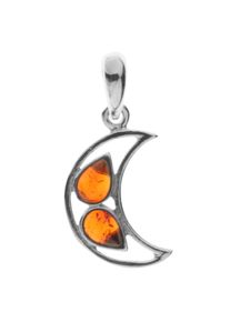 OSTSEE-SCHMUCK Damen Ketten-Anhänger "OSTSEE-SCHMUCK Anhänger Mond Anhänger Mond", 28 x 13mm, Silber 925 (Sterlingsilber), 1.7 g, weiß, Silber 925