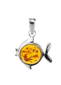 OSTSEE-SCHMUCK Damen Ketten-Anhänger "OSTSEE-SCHMUCK Anhänger Fisch Anhänger Fisch", 23 x 15mm, Silber 925 (Sterlingsilber), 1.3 g, weiß, Silber 925
