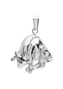OSTSEE-SCHMUCK Damen Ketten-Anhänger "OSTSEE-SCHMUCK Anhänger Tierkreiszeichen Stier", 26 x 18mm, Silber 925 (Sterlingsilber), 2.1 g, weiß, Silber