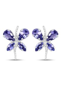 VIRA JEWELS Damen Paar Ohrstecker "Silber 925 rhodiniert Schmetterling-Motiv mit echtem Tansanit", ONE-SIZE, 1,16 ct, Silber 925 (Sterlingsilber),