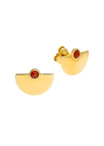 ZEEme Damen Paar Ohrstecker "925/- Sterling Silber vergoldet Achat rot", ONE-SIZE, Silber 925 (Sterlingsilber), weiß, Silber 925 (Sterlingsilber),