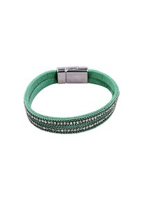 Steuer Damen Armband "Velours Armband türkis mit Strass", 19cm, Metall, grün, Metall, Armbänder