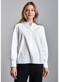 Street One Damen Langarmbluse, weiß, casual, Gr. 44, unifarben, Web, 100% Baumwolle, Blusen, aus reiner Baumwolle