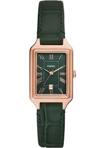Fossil Damen Quarzuhr "RAQUEL", grün, Armbanduhren, Armbanduhr, Damenuhr, Datum, analog, Edelstahlarmband