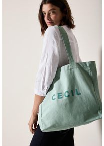 Cecil Damen Shoppermatcha grün, Web, Baumwolle, Taschen, mit Wordingprint