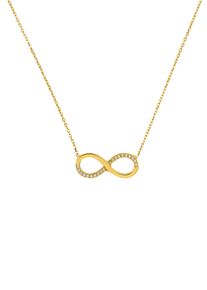 Amor Damen Kette mit Anhänger "Infintiy/Unendlichkeitschleife, 2014306", Gelbgold 375, L: 45cm, weiß, Gelbgold 375, Halsketten, mit Zirkonia (synth.)