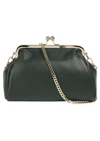 CLUTY Damen Abendtasche, grün, Leder, unifarben, leicht glänzend, Taschen, echt Leder, Made in Italy