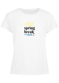 Merchcode Herren T-Shirt "Merchcode Damen Ladies Pretty Spring break - Box Tee", weiß, casual, Gr. XS, bedruckt, 100% Baumwolle, Shirts