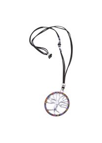 Steuer Damen Lange Kette "Lebensbaum mit bunter Zierde an schwarzem Veloursband", 84cm, Metall, L: 84cm B: 4.0mm, weiß, Metall, B:4.0mm, Halsketten