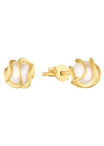Amor Damen Paar Ohrstecker "2013637", Gelbgold 375-Perlen, weiß, Gelbgold 375, Perlen, Ohrringe, Made in Germany - mit Wachsperle
