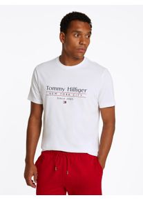 Tommy Hilfiger Herren T-Shirt "HILFIGER CENTER STACK TEE", weiß, casual, Gr. XXL, Single Jersey, Obermaterial: 100% Baumwolle, Shirts, mit großem