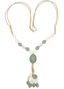 Damen Lange Kette "Marbelle", grün, Basic, Collezione Alessandro, Metall, Halsketten, echte Steine an hochwertigem Band