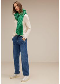 Street One Damen Schal, grün, casual, kariert, Stoff, 65% Polyester, 35% Viskose, Modetücher, mit Fransen am Saum