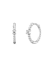 JULIE JULSEN Damen Paar Creolen "925 Silber rhodiniert Zirkonia weiß", ONE-SIZE, Silber 925 (Sterlingsilber), weiß, Silber 925 (Sterlingsilber),
