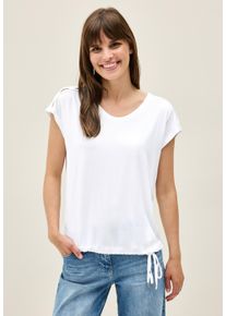 Cecil Damen T-Shirt, weiß, casual, Gr. L, unifarben, Stoff, 97% Viskose, 3% Elasthan, Shirts, aus softer Viskose