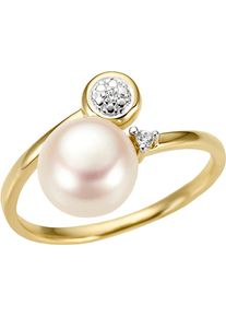 Firetti Damen Perlenring "Schmuck Geschenk Gold 333 Damenring Goldring Fingerring", 16, 0,02 ct P2 = erkennbare Einschlüsse, Gelbgold