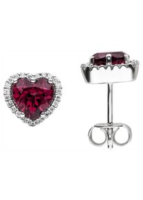 Jobo Damen Paar Ohrstecker "Herz", SI = kleine Einschlüsse, Weißgold 585-Diamanten, weiß, Weißgold 585, Diamanten, Ohrringe, 585 Weißgold mit