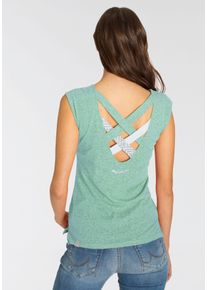 Ragwear Damen T-Shirt "SOFIA O", grün, casual, Gr. XXL, kontrastfarbene Details, meliert, unifarben mit Farbeinsätzen, Single Jersey, Obermaterial: