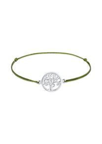 Elli Damen Armband "Lebensbaum Boho Festival Nylon Band 925 Sterling Silber", 16cm, ohne Stein, Silber 925 (Sterlingsilber), grün, Silber 925