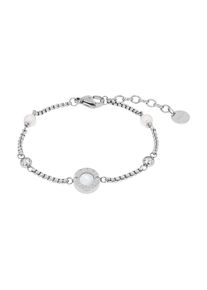JOOP! JOOP Damen Armband "Kreise, 2039776", Edelstahl, weiß, Edelstahl, Armbänder, mit Zirkonia (synth.) - mit Glasperle