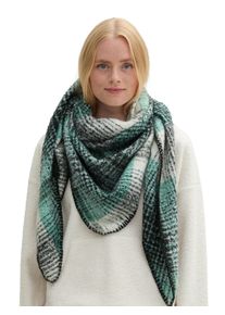 Damen Dreieckstuch, grün, casual, Tom Tailor Denim, Web, Polyester, Modetücher, mit gehäkeltem Rand