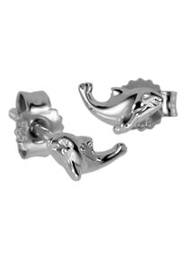 OSTSEE-SCHMUCK Damen Paar Ohrstecker "OSTSEE-SCHMUCK Ohrstecker Delphin Ohrstecker Delphin", 7 x 3mm, Silber 925 (Sterlingsilber), weiß, Silber 925
