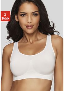 Petite Fleur Damen Bralette-BH, Gr. S, weiß, Microtouch, Obermaterial: 88% Polyamid, 12% Elasthan, Basic, BHs, SEAMLESS ohne Bügel aus weichem