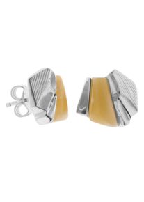 OSTSEE-SCHMUCK Damen Paar Ohrstecker "OSTSEE-SCHMUCK Ohrstecker Mette Ohrstecker Mette", 12 x 12mm, Silber 925 (Sterlingsilber), weiß, Silber 925