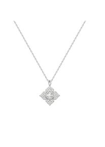 dKeniz Damen Kette mit Anhänger "Royal Flower 925/- Sterling Silber rhodieniert Zirkonia Weiß", 42 + 3cm, Silber 925 (Sterlingsilber), L: 45cm B: